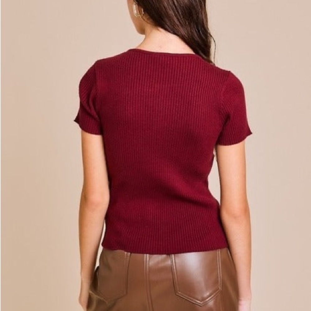 Satin bow knit top - Picture 4 of 6